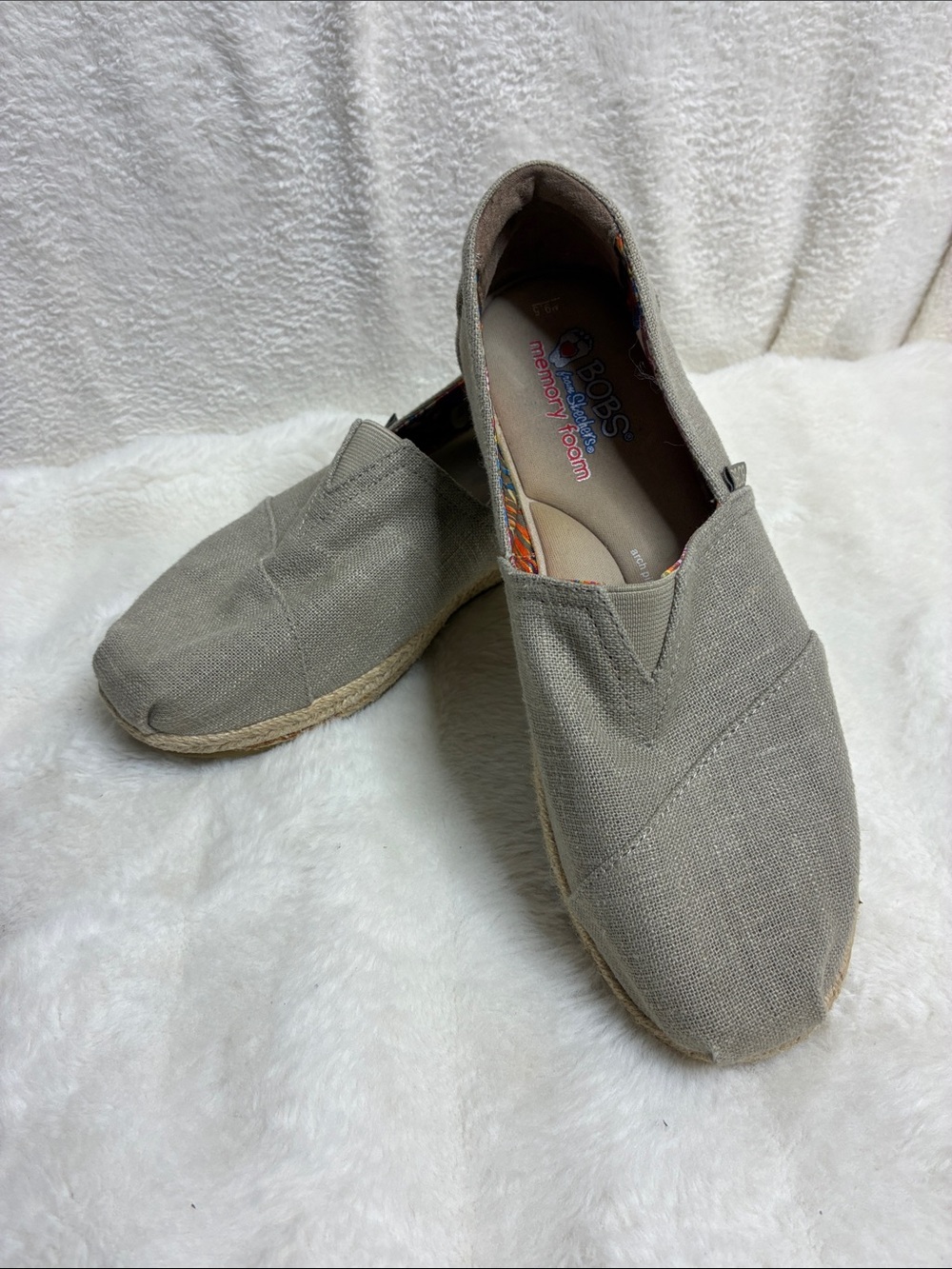 Skechers Men’s Slip-On Canvas Espadrilles - Light Gray